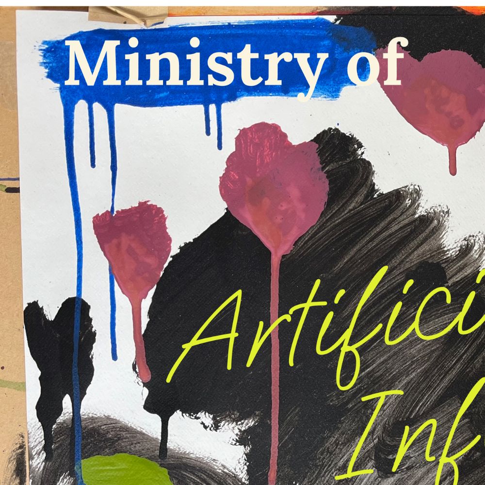 Closeup of messy artwork